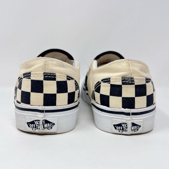 Vans Classic Checkerboard Off-White and Black Canvas Slip-On Sneakers Women’s 6 - Picture 7 of 9